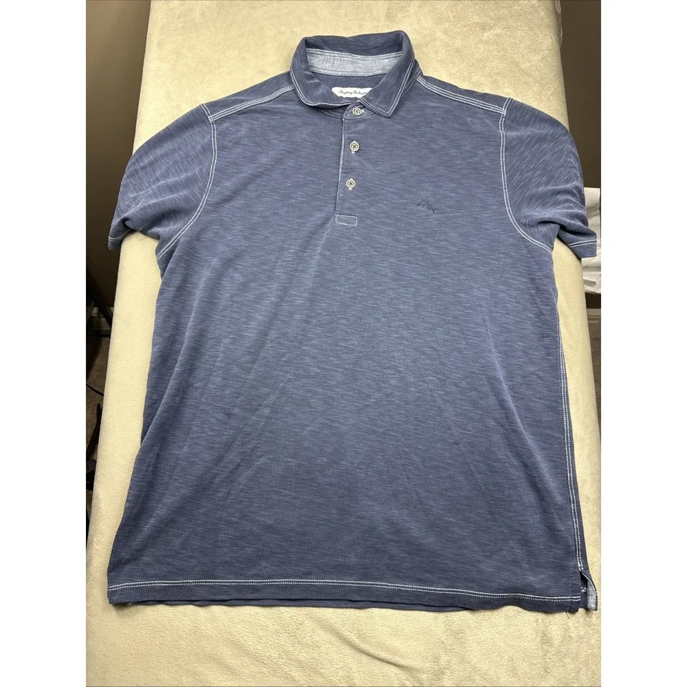 Tommy Bahama Polo Shirt Mens Med Heather Blue Performance Modal Blend - Picture 1 of 16